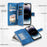 For iPhone 15 Pro Max PU Leather Mandala Flower Imprinted Card Holder Zipper Pocket Wallet Case Stand with Strap - Blue - 5