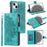 Mandala Flower Imprinted PU Leather Cover for iPhone 15 Zipper Pocket Anti-Drop Wallet Phone Case with Strap - Green - 1