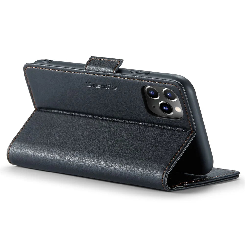 CASEME 023 Series Stand Leather Phone Case for iPhone 11 Pro , RFID Blocking Litchi Texture Wallet Cover - Black - 3