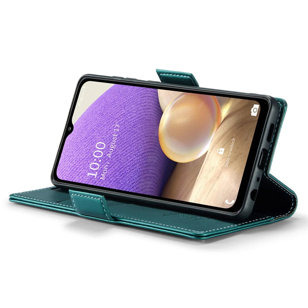 For Samsung Galaxy A32 5G / M32 5G Leather Case CASEME 023 RFID Blocking 3 Card Slot Mobile Cover - Green - 4