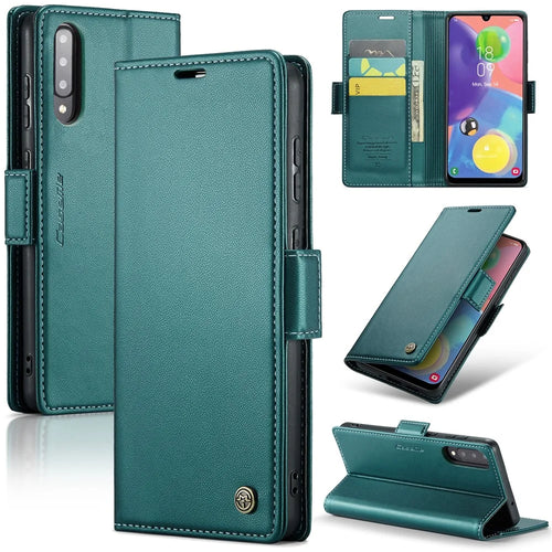 For Samsung Galaxy A70 / A70s Leather Case CASEME 023 RFID Blocking 3 Card Slot Mobile Cover - Green - 1