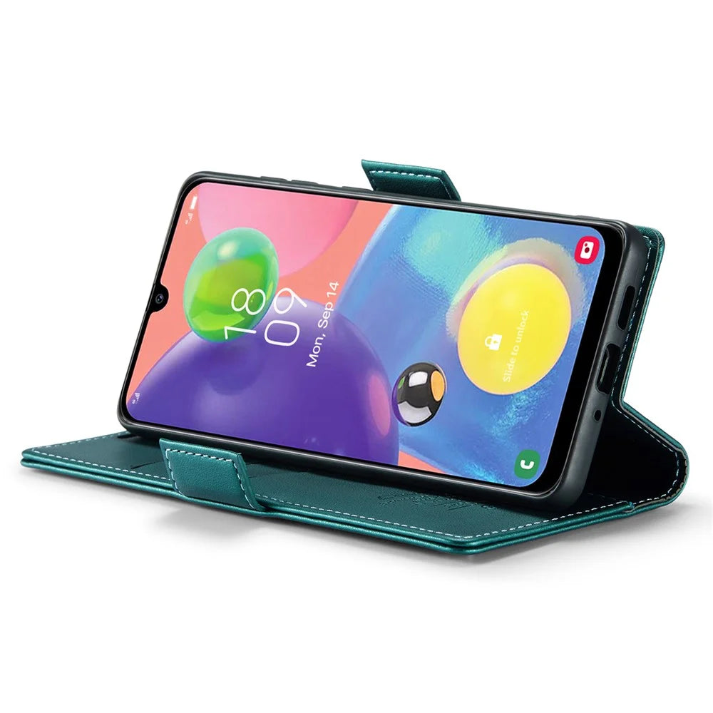 For Samsung Galaxy A70 / A70s Leather Case CASEME 023 RFID Blocking 3 Card Slot Mobile Cover - Green - 4