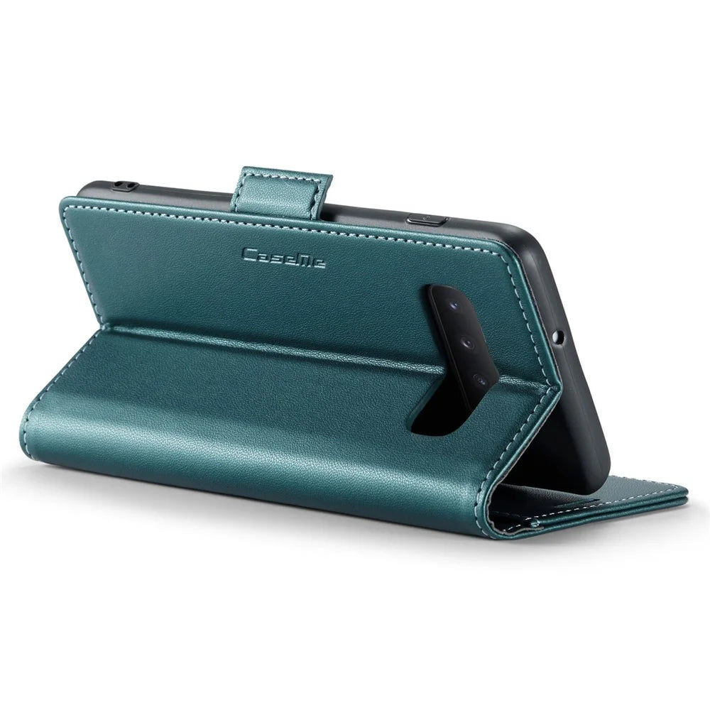 For Samsung Galaxy S10 Leather Case CASEME 023 RFID Blocking 3 Card Slot Mobile Cover - Green - 3