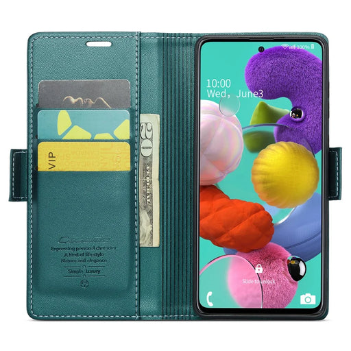 For Samsung Galaxy A51 4G SM-A515 / M40S Leather Case CASEME 023 RFID Blocking 3 Card Slot Mobile Cover - Green - 2