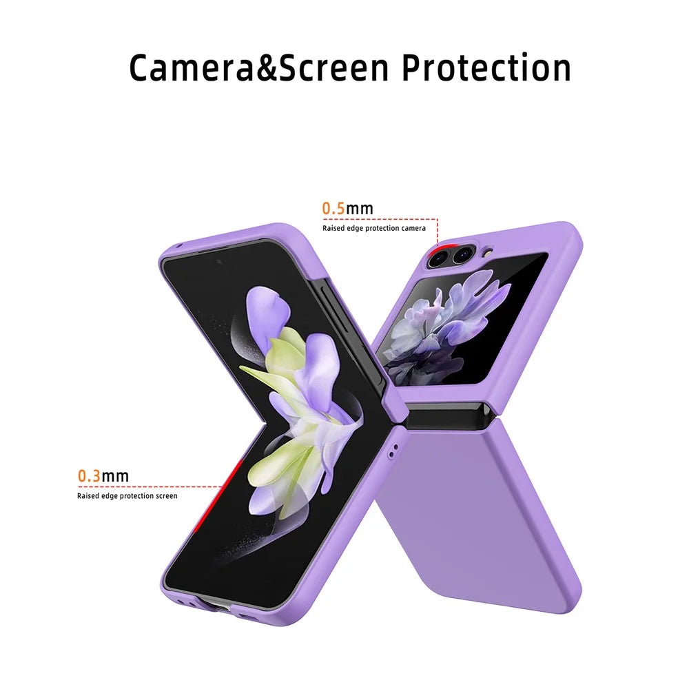 For Samsung Galaxy Z Flip5 5G Ultra Thin Hard PC Phone Case with Tempered Glass Film Rubberized Protective Cover - Black - 7