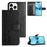 For iPhone 15 Pro Max Phone Wallet Case PU Leather Owl Tree Imprinted Stand Phone Cover - Black - 6