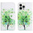 For iPhone 15 Pro Max Cellphone Case Pattern Printing Leather Wallet Stand Phone Cover - Green Tree - 1