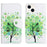 For iPhone 15 Plus PU Leather Wallet Case Pattern Printing Stand Phone Cover - Green Tree - 1