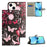 For iPhone 15 Plus Folio Wallet Case PU Leather Pattern Printing Stand Phone Cover - Black / Butterflies - 6