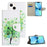For iPhone 15 Cross Texture Leather Wallet Stand Case Pattern Printing Phone Cover - Green Tree - 6