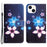 For iPhone 15 Plus Leather Case 3D Pattern Printing Wallet Stand Phone Cover - Blue Flower - 1