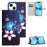 For iPhone 15 Plus Leather Case 3D Pattern Printing Wallet Stand Phone Cover - Blue Flower - 6