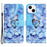 For iPhone 15 Flip Leather Wallet Case 3D Pattern Printing Stand Phone Cover - Flower and Butterfly - 1