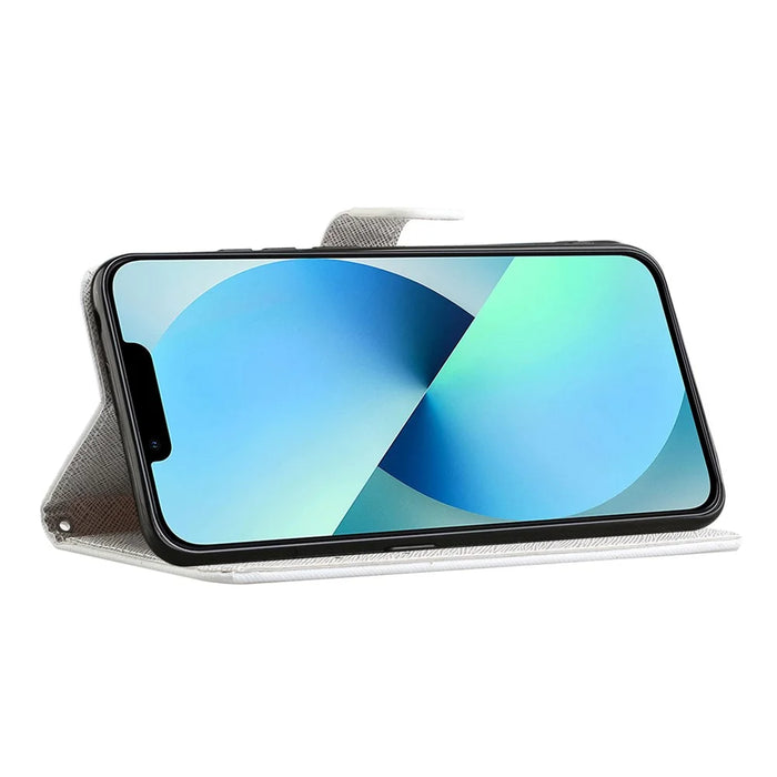For iPhone 15 Flip Leather Wallet Case 3D Pattern Printing Stand Phone Cover - Flower and Butterfly - 2