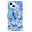 For iPhone 15 Flip Leather Wallet Case 3D Pattern Printing Stand Phone Cover - Flower and Butterfly - 5