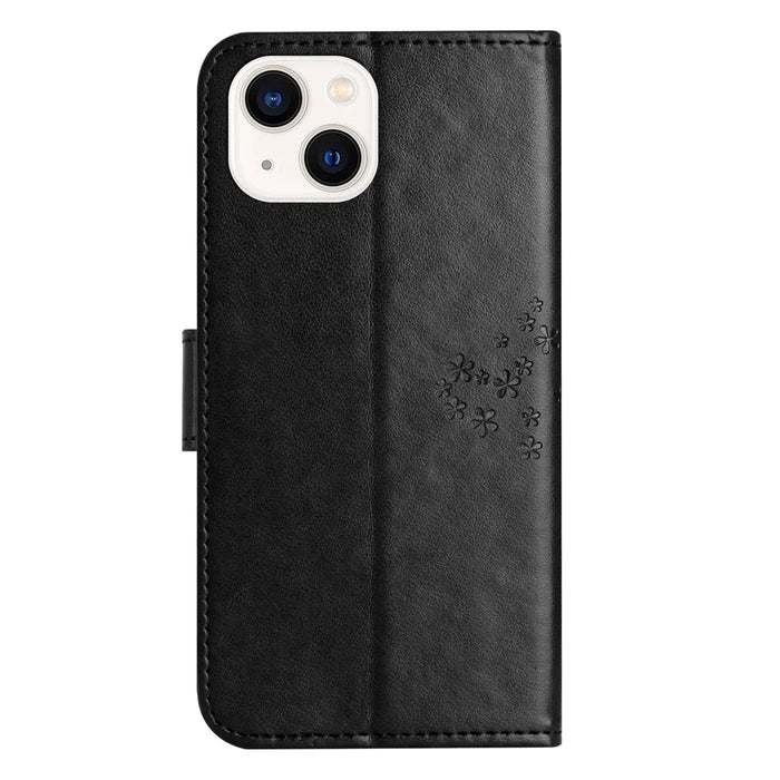 Phone Leather Case for iPhone 15 , Stand Wallet Owl Tree Imprinted Full Protection Phone Cover - Black - 5