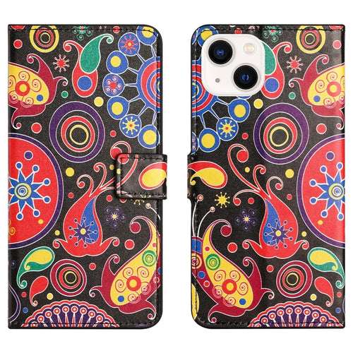 For iPhone 15 Pattern Printing Flip Case PU Leather Stand Wallet Phone Cover - Jelly Fish - 1