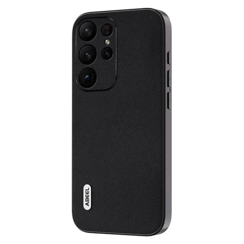 ABEEL Anti-Scratch Phone Shell for Samsung Galaxy S23 Ultra Case Nappa Texture Genuine Cow Leather+PC+TPU Cover - Black - 1