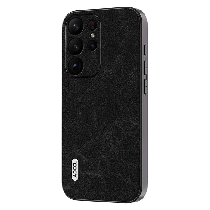 ABEEL Shockproof Cover for Samsung Galaxy S23 Ultra PU Leather+PC+TPU Litchi Texture Phone Case - Black - 1