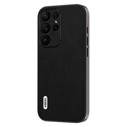 ABEEL For Samsung Galaxy S23 Ultra Case Litchi Texture Genuine Cow Leather+PC+TPU Cover - Black - 1