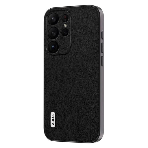 ABEEL For Samsung Galaxy S23 Ultra Case Litchi Texture Genuine Cow Leather+PC+TPU Cover - Black - 1