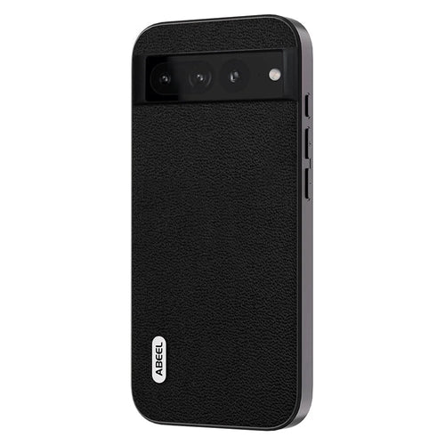 ABEEL For Google Pixel 8 Pro Protective Slim Case Litchi Texture Genuine Cow Leather+PC+TPU Phone Cover - Black - 1