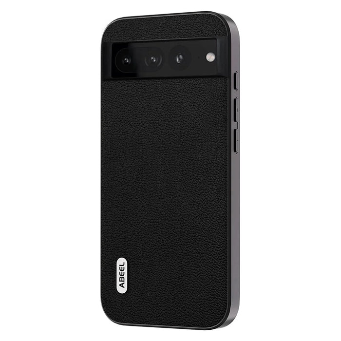 ABEEL For Google Pixel 8 Pro Protective Slim Case Litchi Texture Genuine Cow Leather+PC+TPU Phone Cover - Black - 1