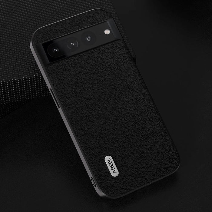 ABEEL For Google Pixel 8 Pro Protective Slim Case Litchi Texture Genuine Cow Leather+PC+TPU Phone Cover - Black - 2