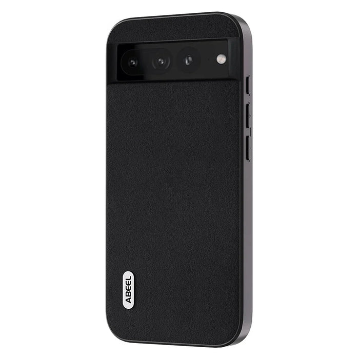 ABEEL Shockproof Case for Google Pixel 8 Pro Nappa Texture Phone Shell Genuine Cow Leather+PC+TPU Cover - Black - 1