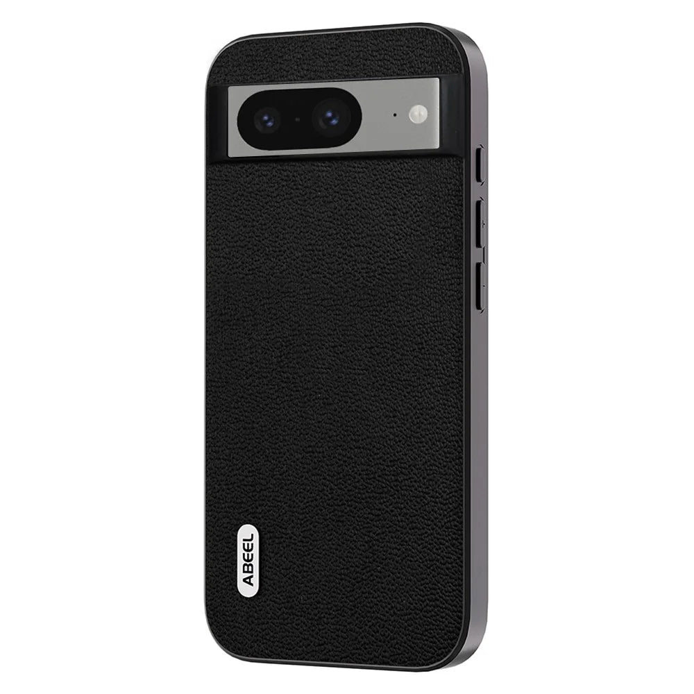 ABEEL For Google Pixel 8 Genuine Cow Leather+PC+TPU Back Cover Litchi Texture Mobile Case - Black - 1