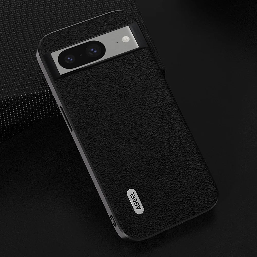 ABEEL For Google Pixel 8 Genuine Cow Leather+PC+TPU Back Cover Litchi Texture Mobile Case - Black - 2