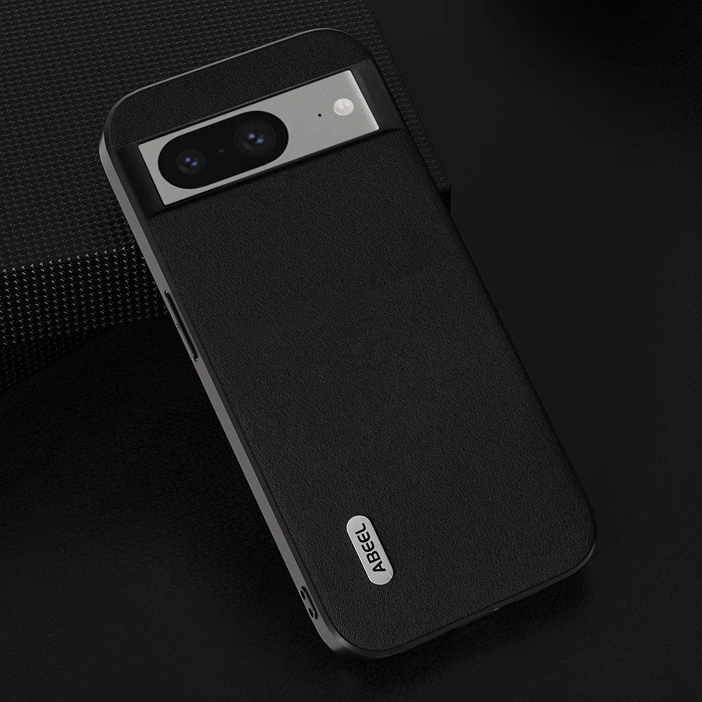 ABEEL For Google Pixel 8 Nappa Texture Mobile Case Genuine Cow Leather+PC+TPU Cover - Black - 2