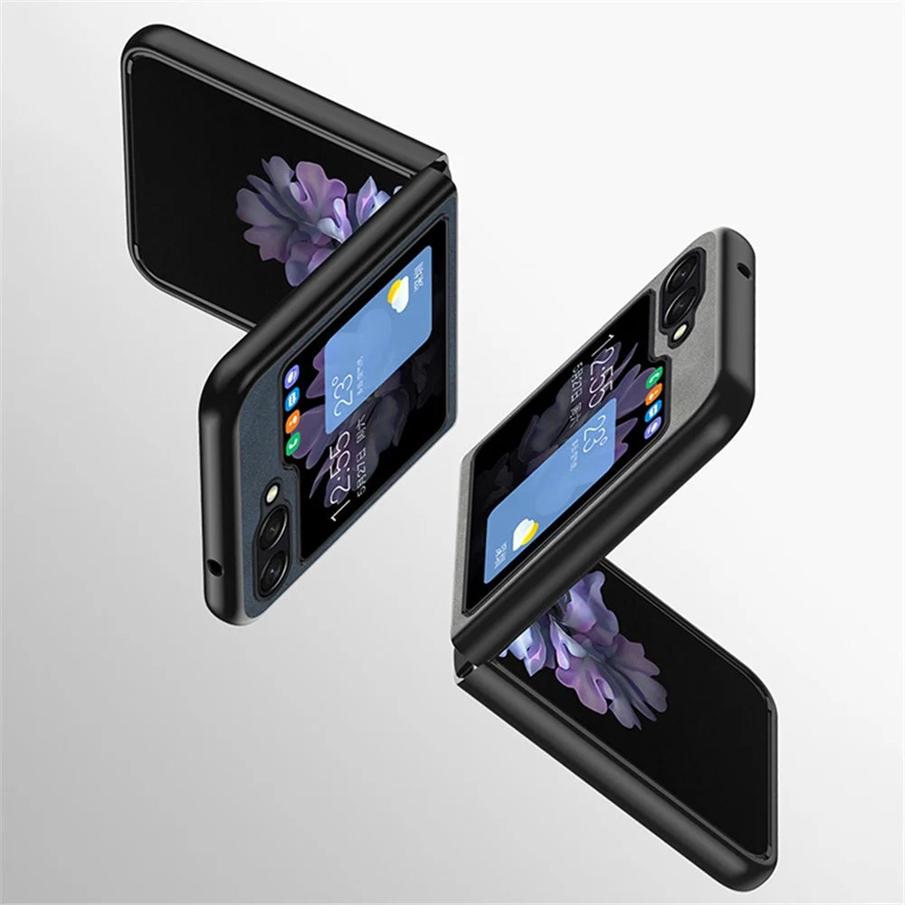 For Samsung Galaxy Z Flip5 5G Skin-Touch Feeling Cell Phone Case Anti-Scratch PU Leather+PC Phone Cover - Black - 4