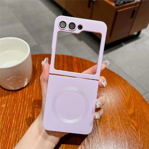 For Samsung Galaxy Z Flip5 5G Magnetic Phone Case Hard PC Skin Touch Feel Protective Cover - Purple - 1