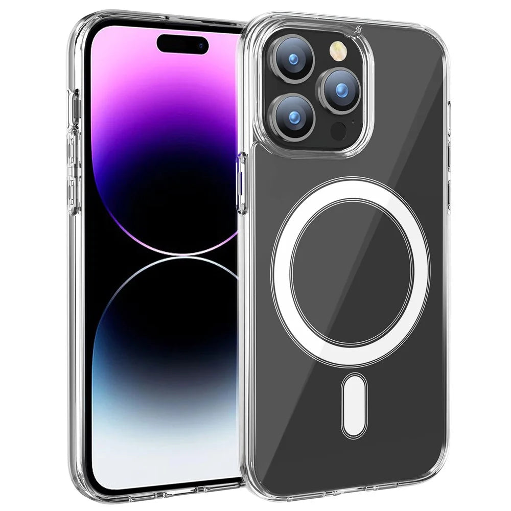 For iPhone 15 Pro Compatible with MagSafe Drop Resistant TPU+PC Case Clear Phone Cover - 1