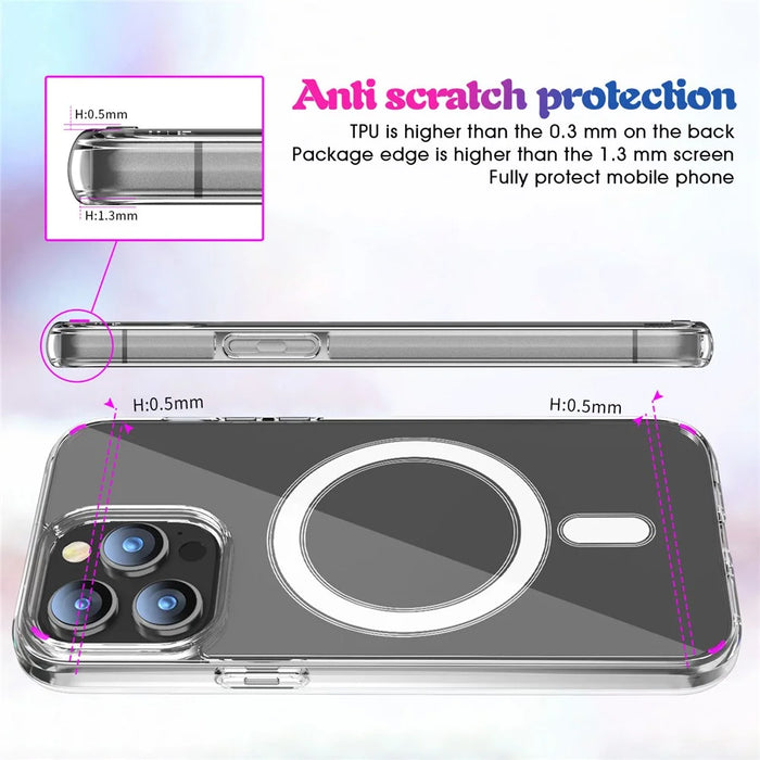 For iPhone 15 Pro Compatible with MagSafe Drop Resistant TPU+PC Case Clear Phone Cover - 3