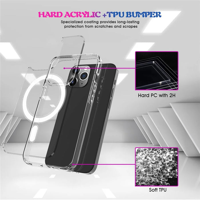 For iPhone 15 Pro Compatible with MagSafe Drop Resistant TPU+PC Case Clear Phone Cover - 4