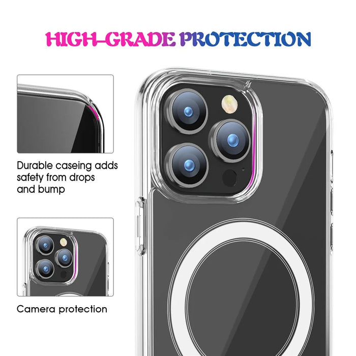 For iPhone 15 Pro Compatible with MagSafe Drop Resistant TPU+PC Case Clear Phone Cover - 6