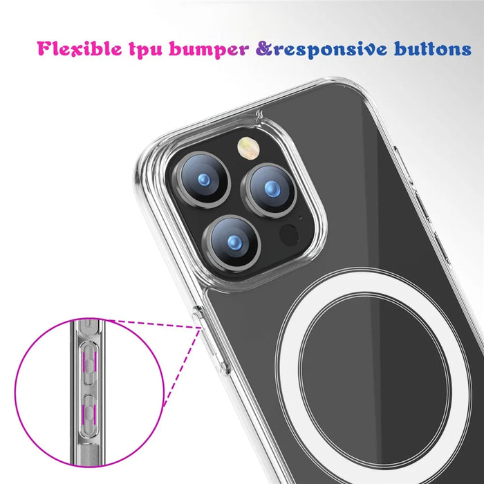 For iPhone 15 Pro Compatible with MagSafe Drop Resistant TPU+PC Case Clear Phone Cover - 7