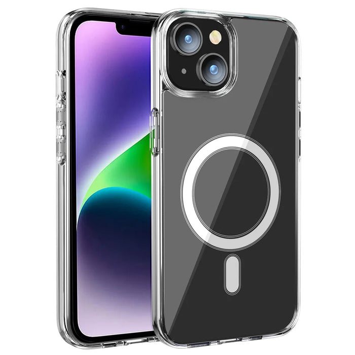 For iPhone 15 Clear Phone Cover Compatible with MagSafe Fall Protection TPU+PC Case - 1