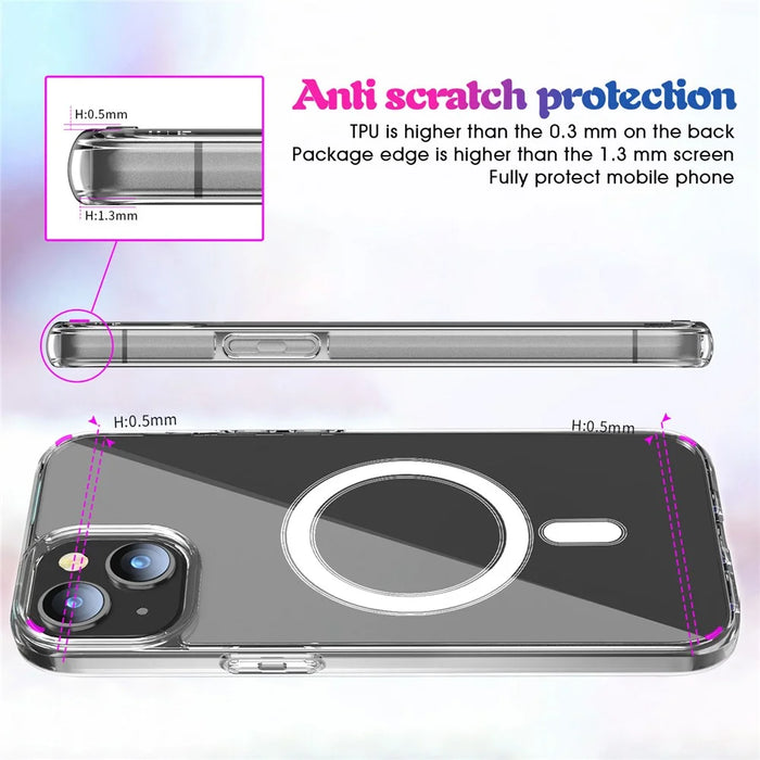 For iPhone 15 Clear Phone Cover Compatible with MagSafe Fall Protection TPU+PC Case - 3
