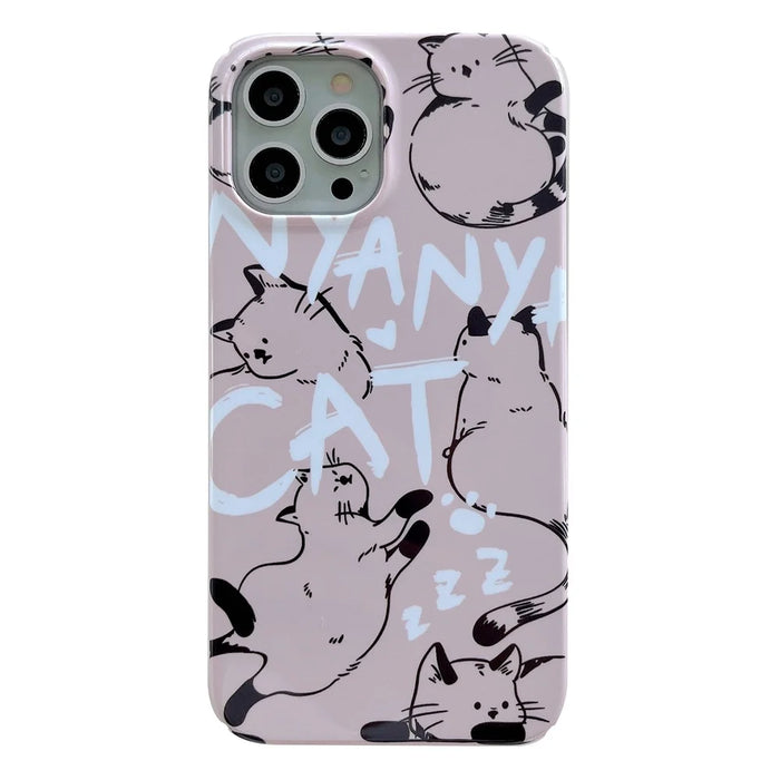 Hard PC Phone Case for iPhone 13 Pro 6.1 inch Pattern Printing Glossy Shockproof Phone Cover - Cat - 1