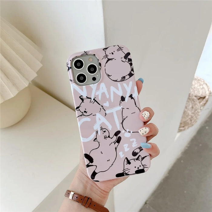 Hard PC Phone Case for iPhone 13 Pro 6.1 inch Pattern Printing Glossy Shockproof Phone Cover - Cat - 2
