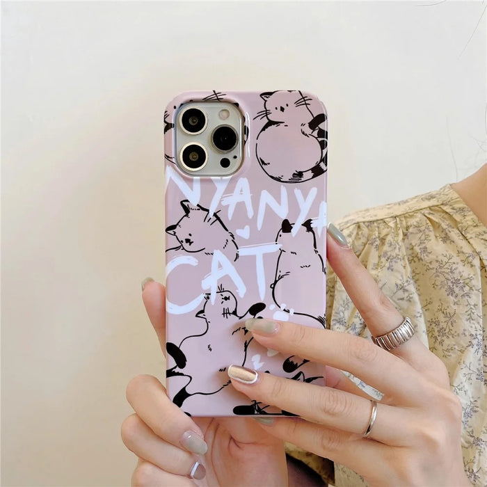 Hard PC Phone Case for iPhone 13 Pro 6.1 inch Pattern Printing Glossy Shockproof Phone Cover - Cat - 4