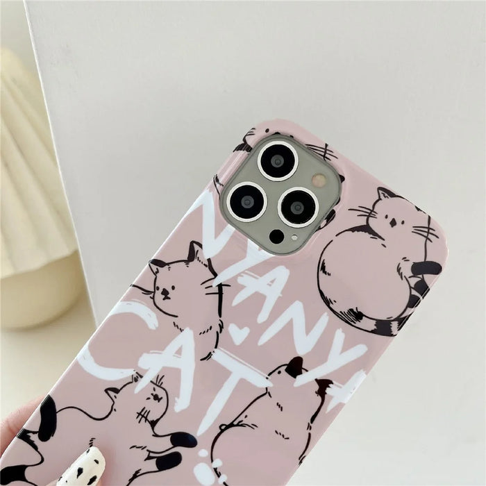 Hard PC Phone Case for iPhone 13 Pro 6.1 inch Pattern Printing Glossy Shockproof Phone Cover - Cat - 6