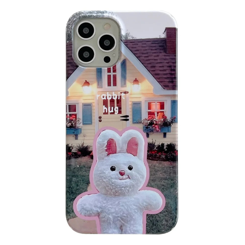 Shockproof Shell for iPhone 13 Pro Max 6.7 inch Hard PC Case Pattern Printing Anti-Scratch Glossy Phone Cover - Rabbit Hug - 1