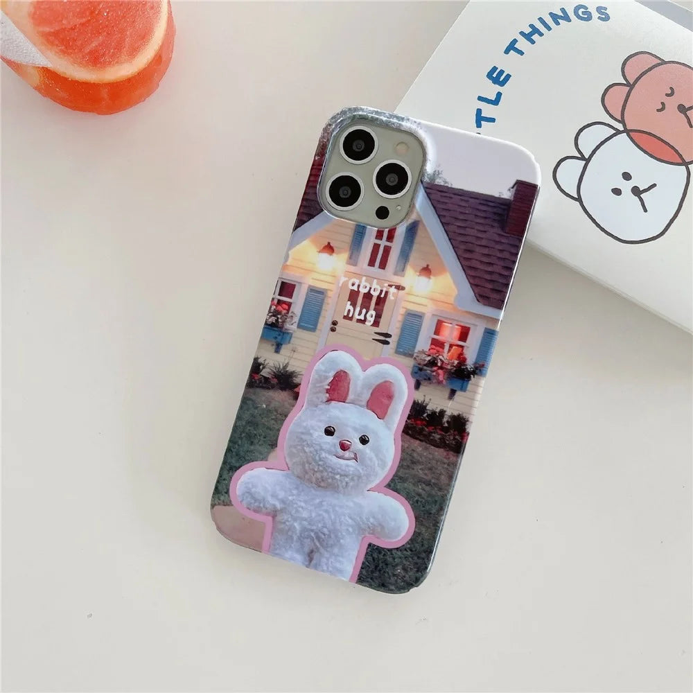 Shockproof Shell for iPhone 13 Pro Max 6.7 inch Hard PC Case Pattern Printing Anti-Scratch Glossy Phone Cover - Rabbit Hug - 2