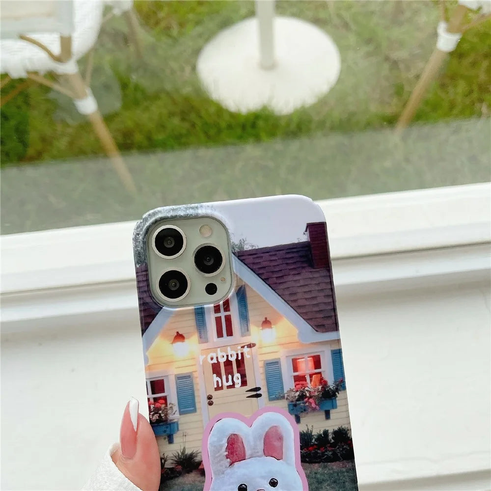 Shockproof Shell for iPhone 13 Pro Max 6.7 inch Hard PC Case Pattern Printing Anti-Scratch Glossy Phone Cover - Rabbit Hug - 5