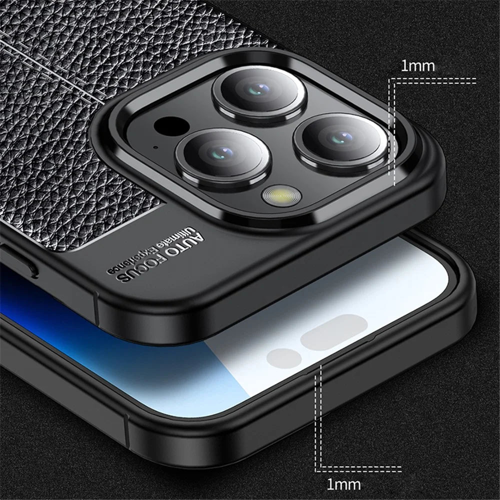For iPhone 15 Pro Max Litchi Texture TPU Phone Case Drop-proof Back Cover - Black - 4