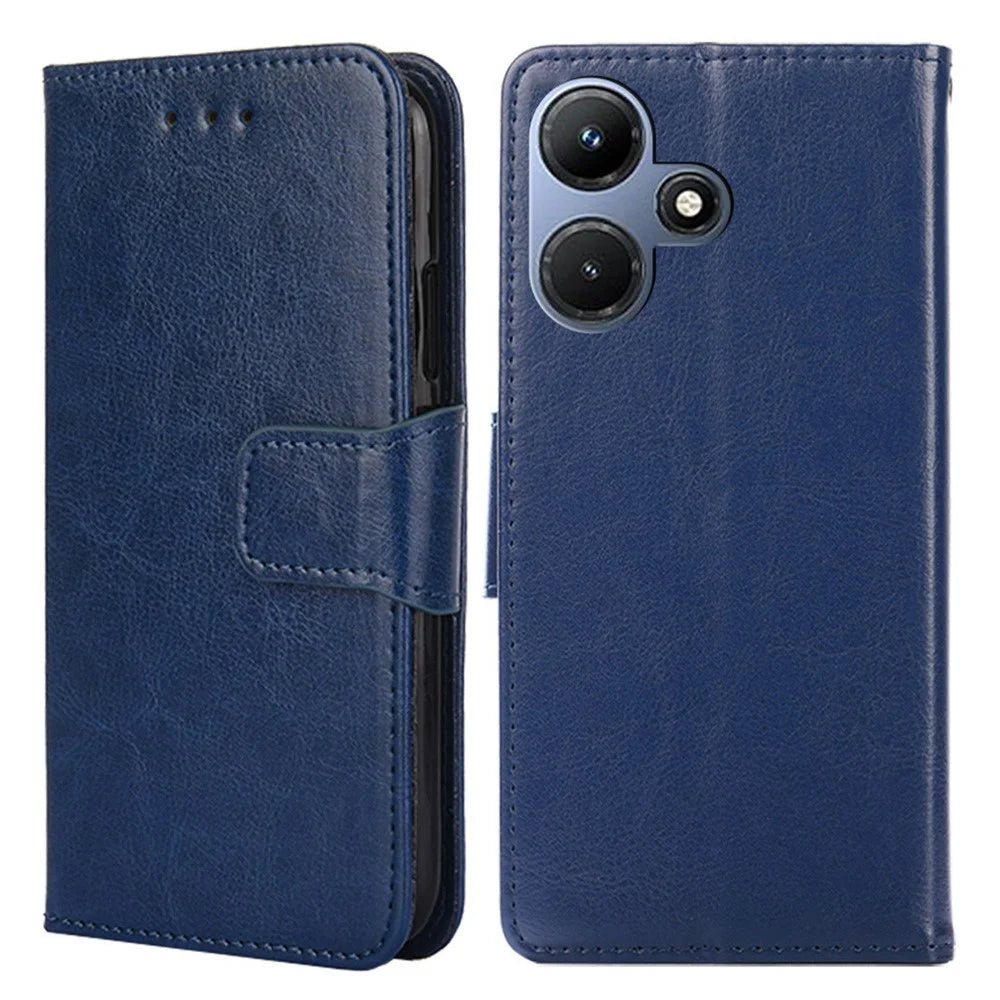 For Infinix Hot 30i Textured PU Leather Wallet Stand Case Anti-Scratch Phone Cover - Sapphire - 1